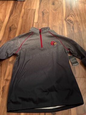 Colosseum Gray-to-Black Gradient Quarter-Zip Pullover with Red Accents